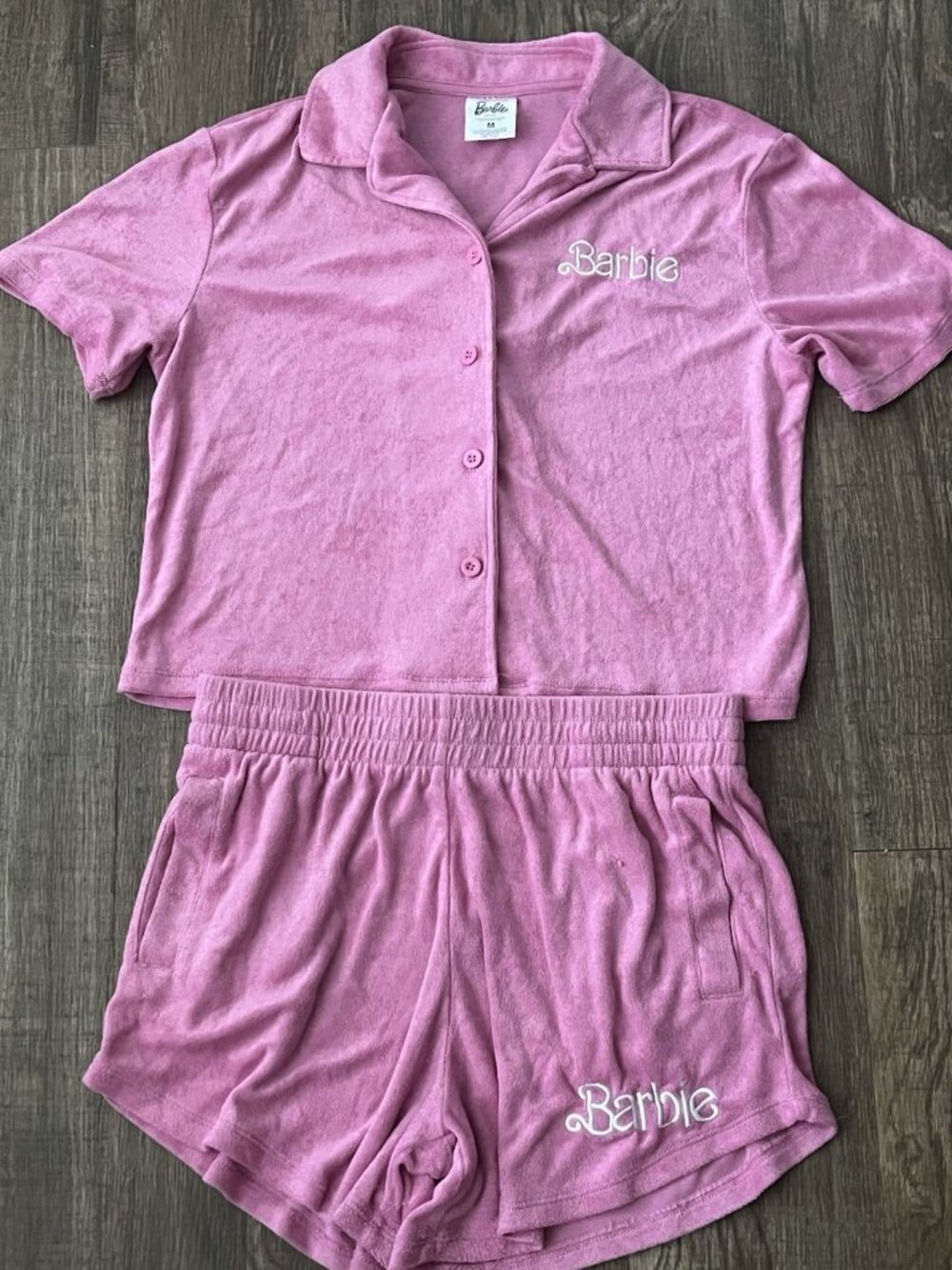 Barbie Adult PJ's Terry Cloth Pink Shorts Pajama Set M/L Movie Fan Fun for Ken